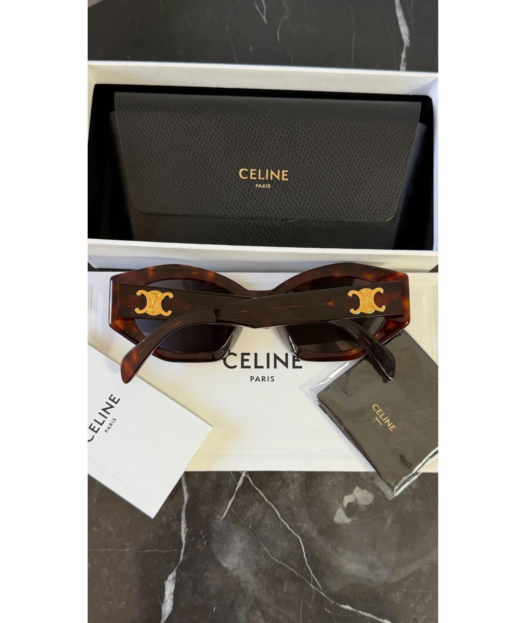 CELINE Коричневые пластиковые солнцезащитные очки, фото 2
