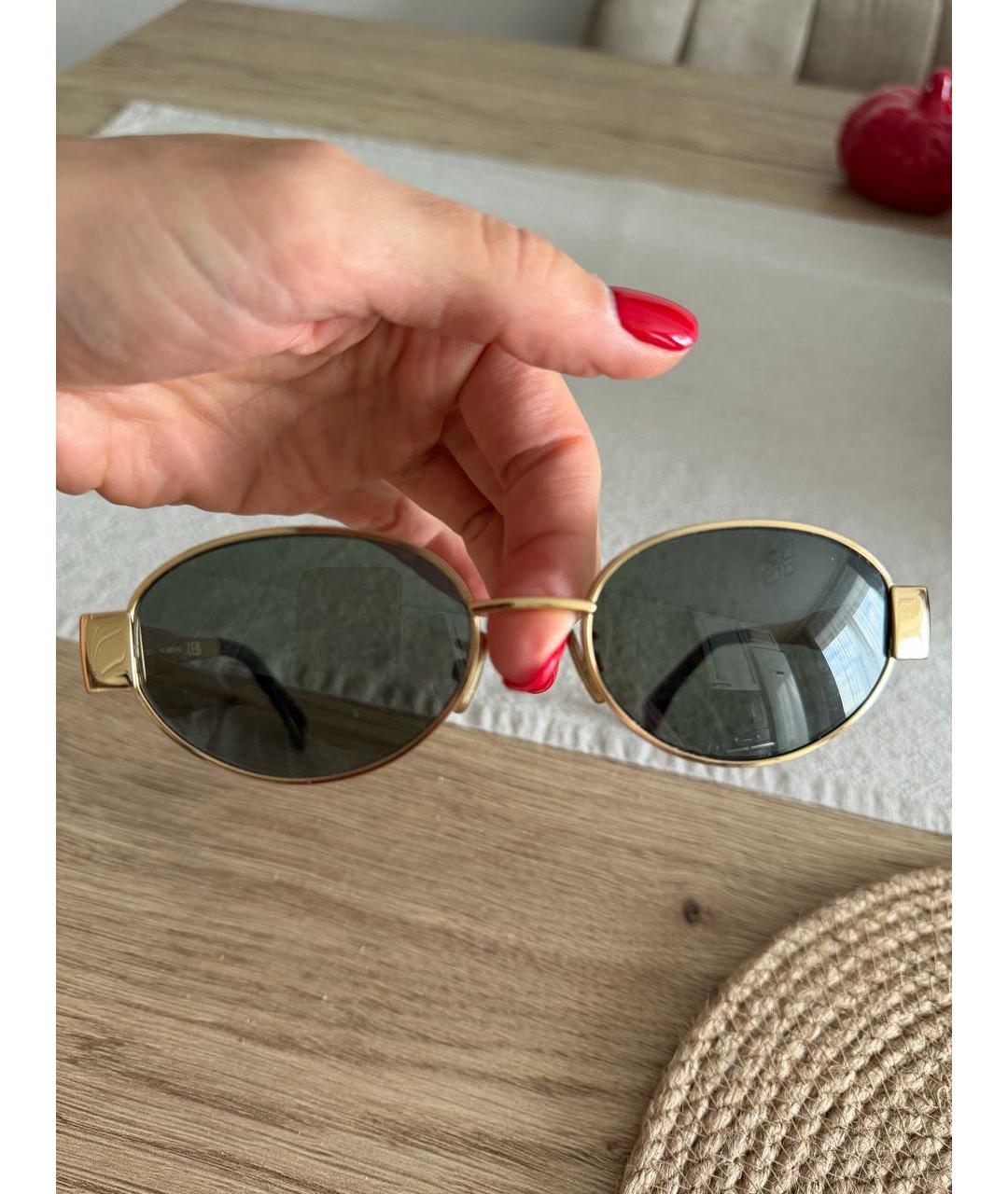 CELINE Золотые металлические солнцезащитные очки, фото 4