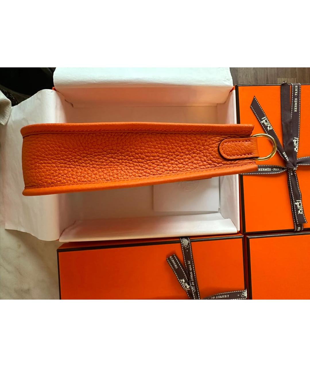 HERMES Оранжевая кожаная сумка через плечо, фото 6