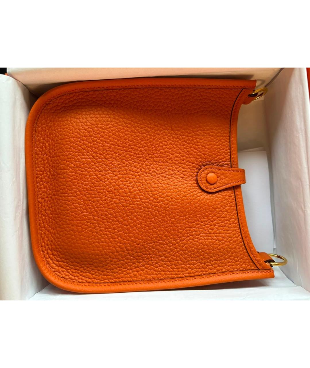 HERMES Оранжевая кожаная сумка через плечо, фото 3