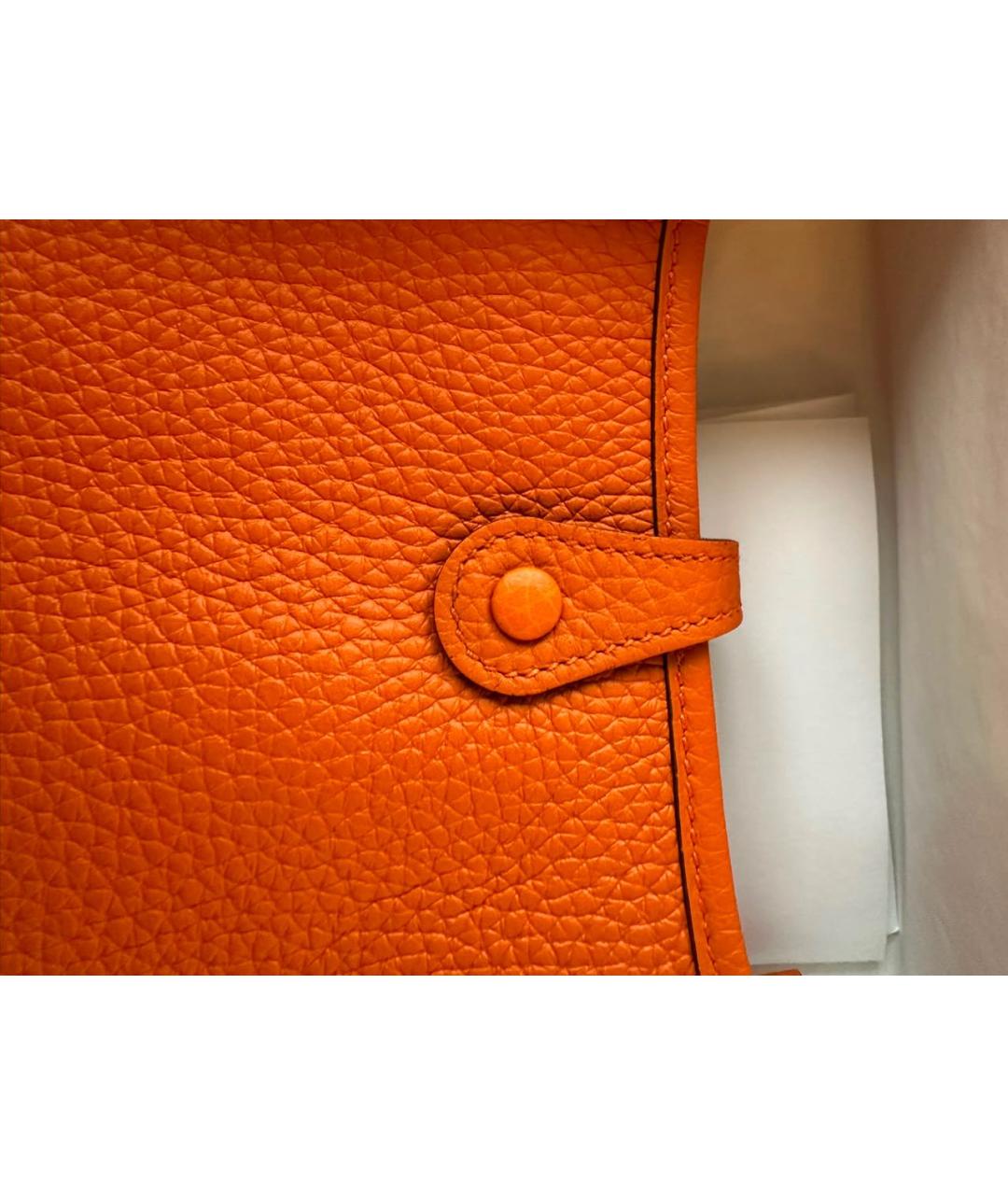 HERMES Оранжевая кожаная сумка через плечо, фото 4