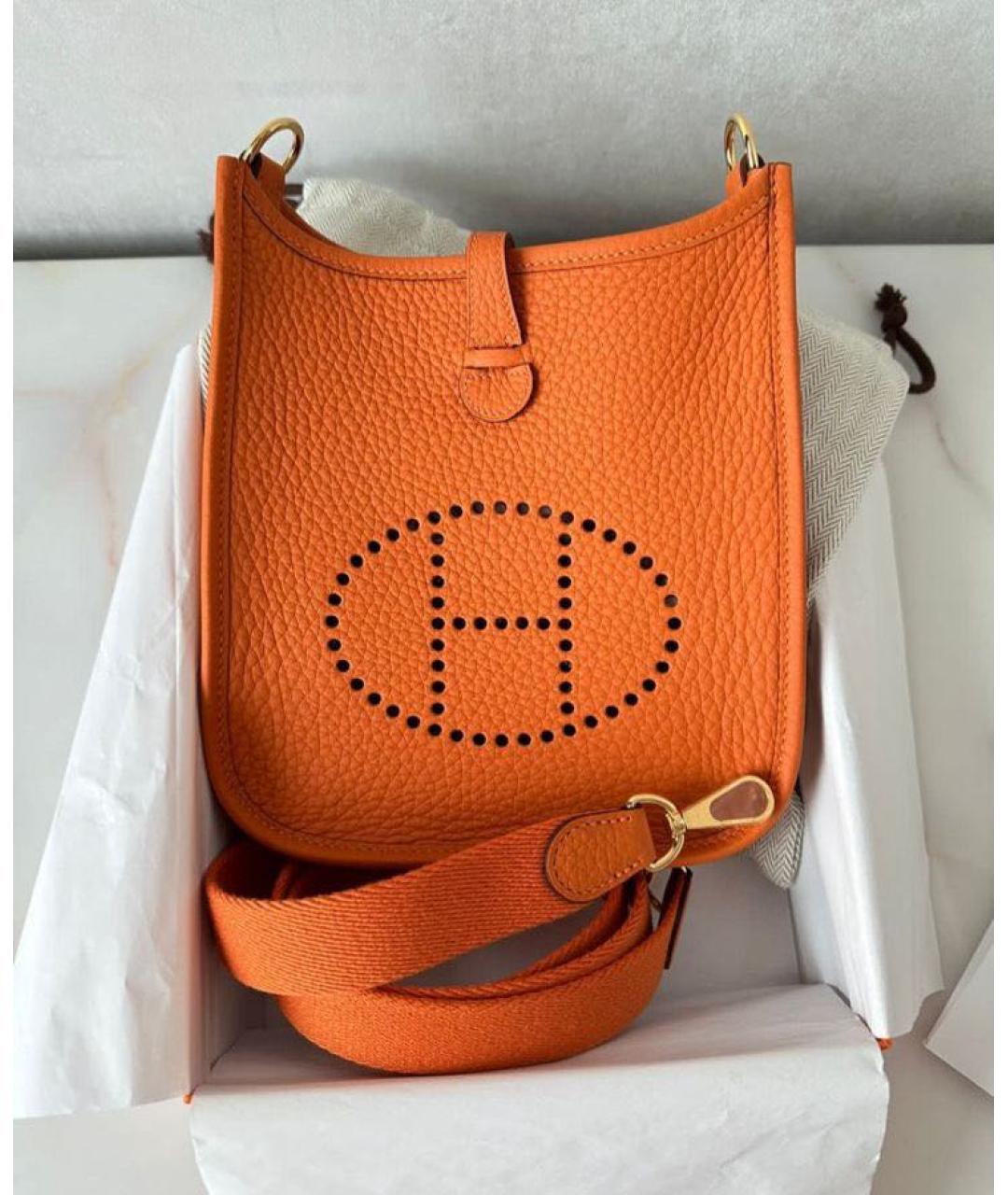 HERMES Оранжевая кожаная сумка через плечо, фото 2