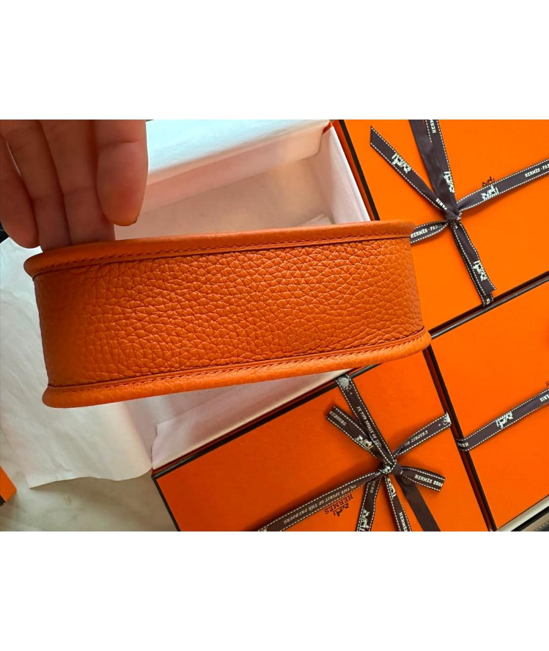 HERMES Оранжевая кожаная сумка через плечо, фото 5