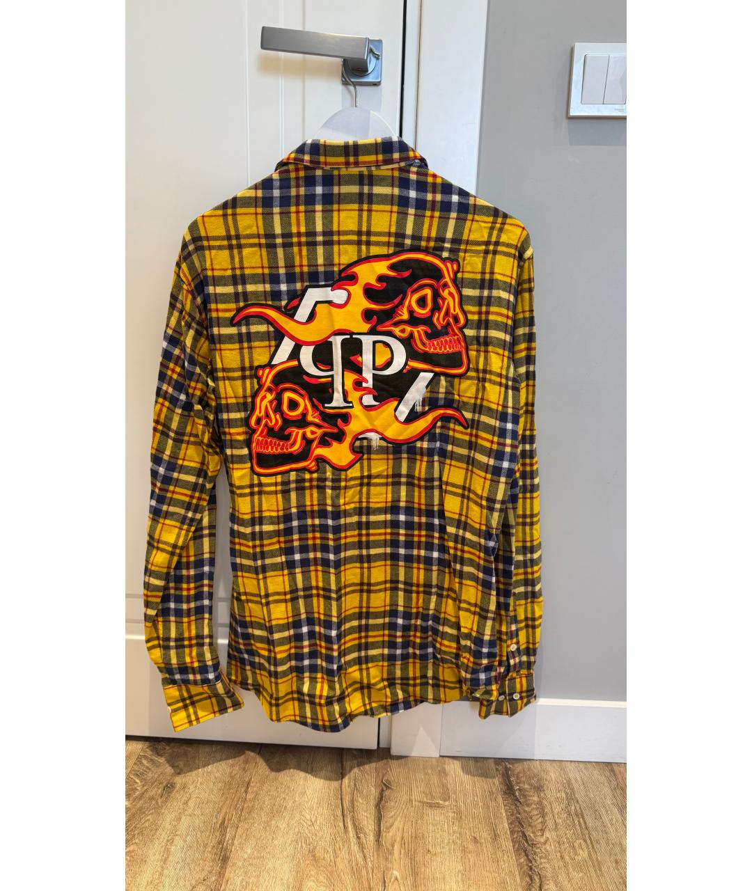PHILIPP PLEIN Желтая хлопковая кэжуал рубашка, фото 2