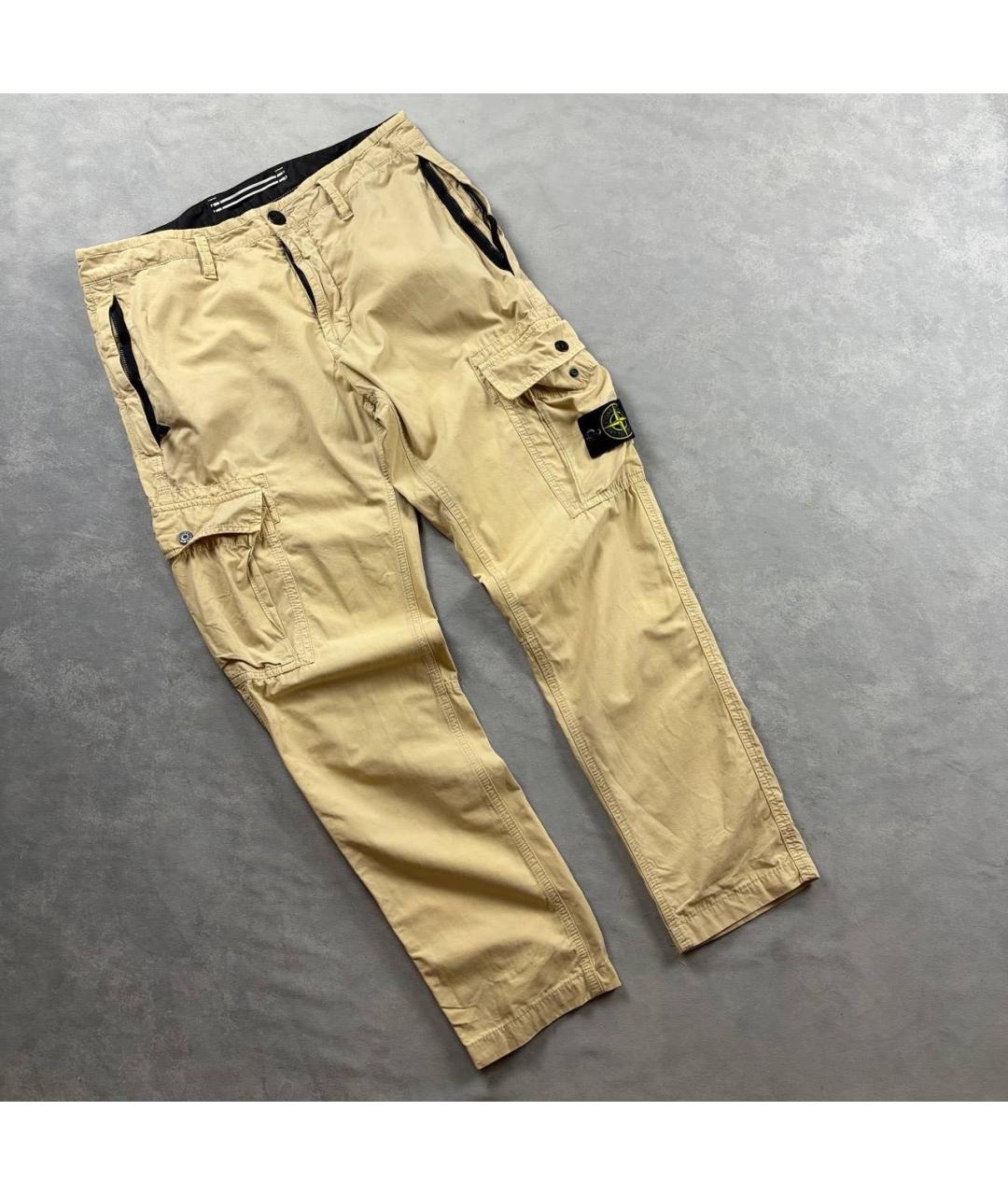 STONE ISLAND Бежевые хлопковые повседневные брюки, фото 6