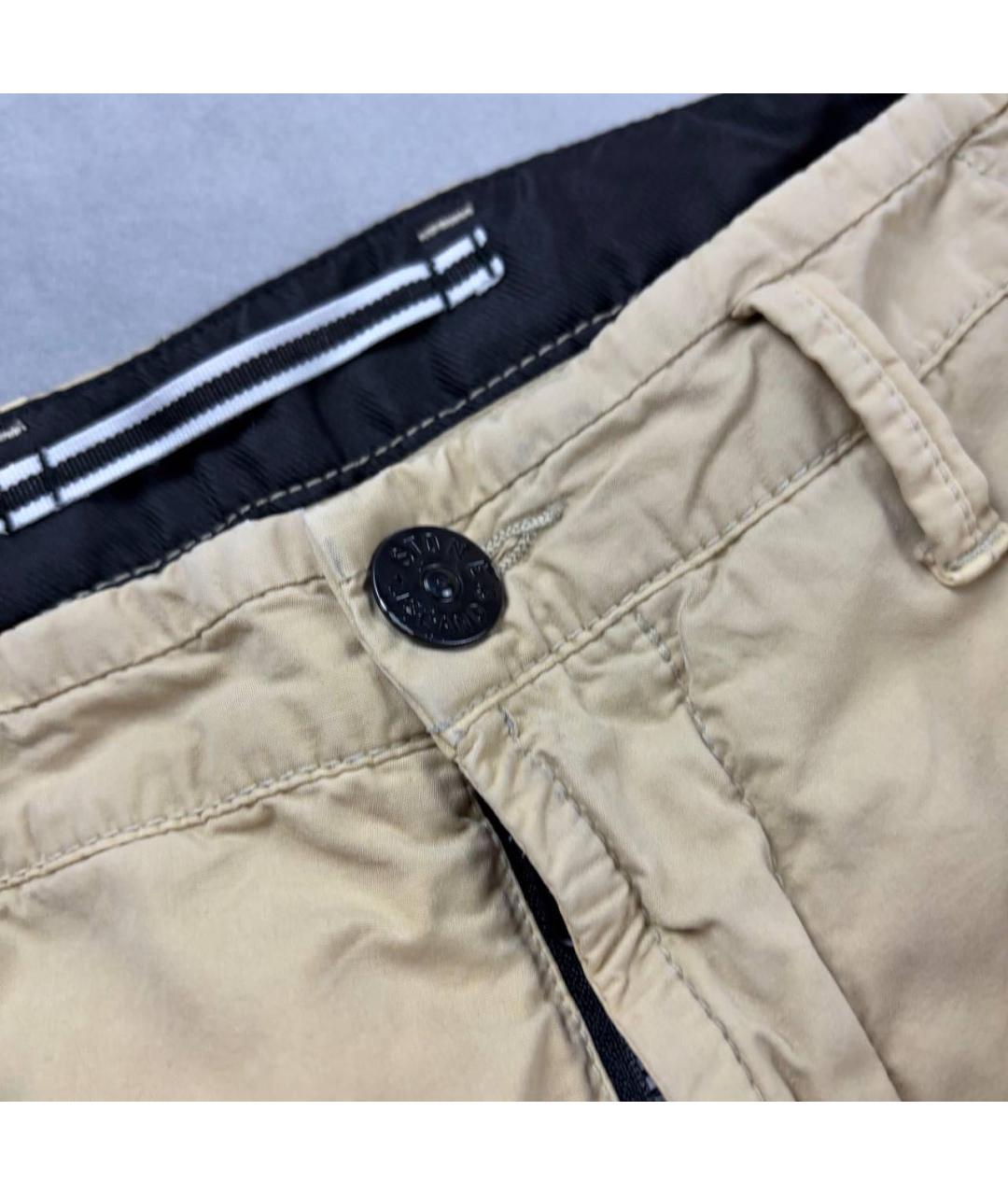 STONE ISLAND Бежевые хлопковые повседневные брюки, фото 4