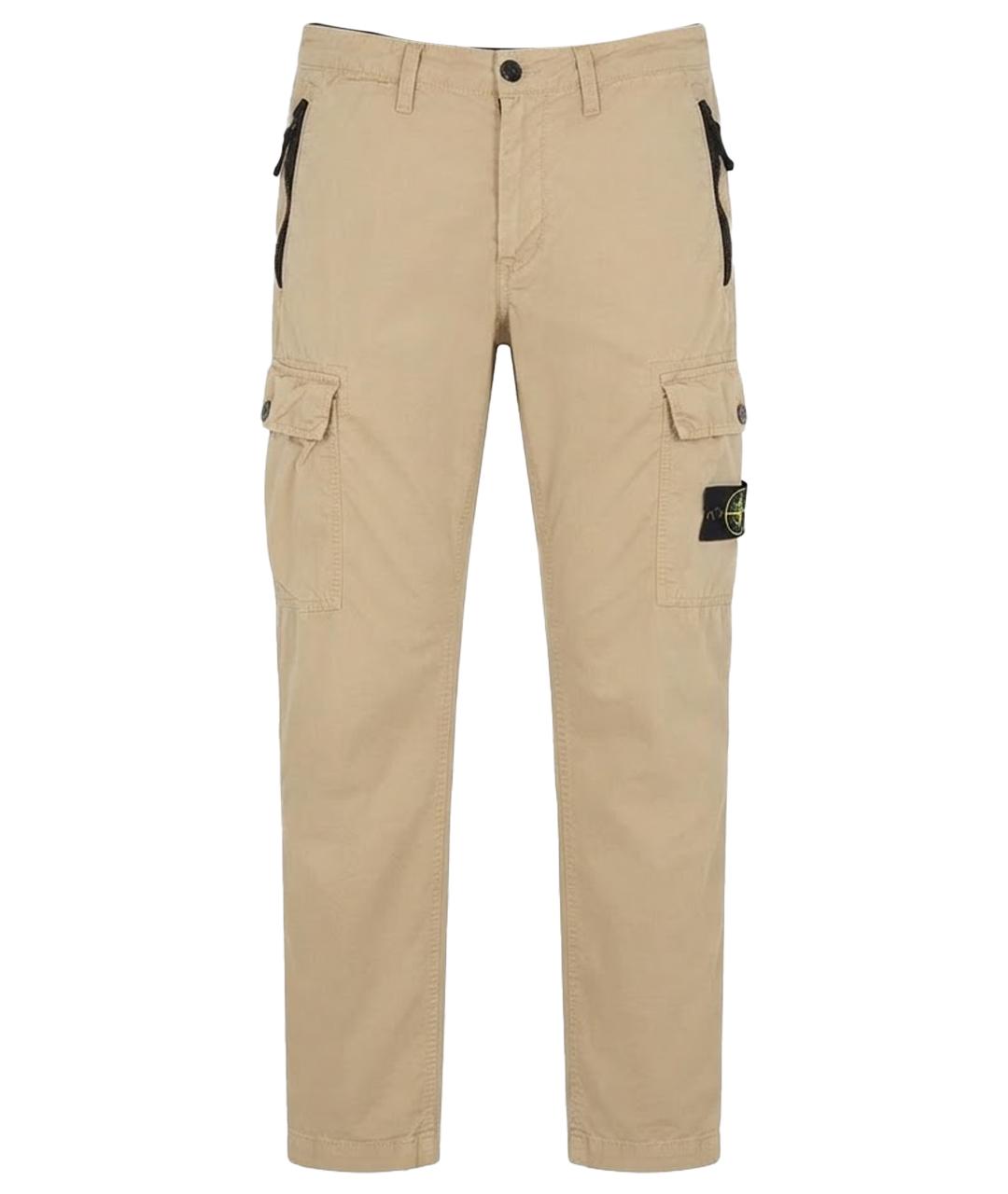 STONE ISLAND Бежевые хлопковые повседневные брюки, фото 1