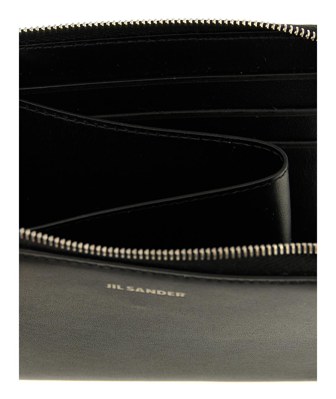 JIL SANDER Черный кожаный кошелек, фото 3