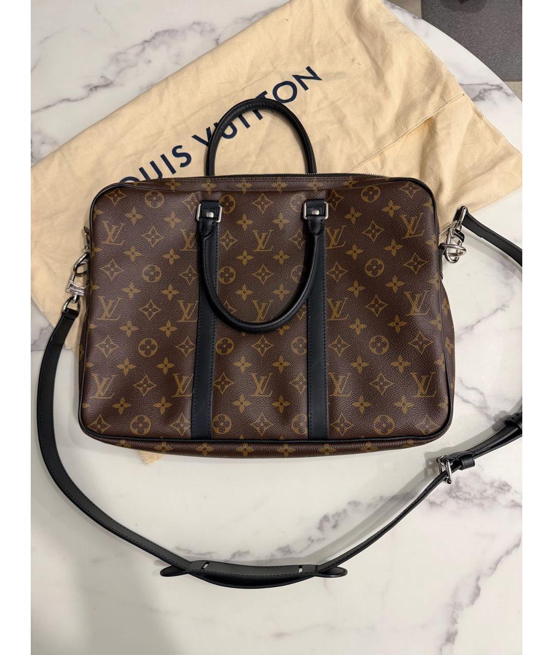 LOUIS VUITTON Коричневый портфель из канвы, фото 2