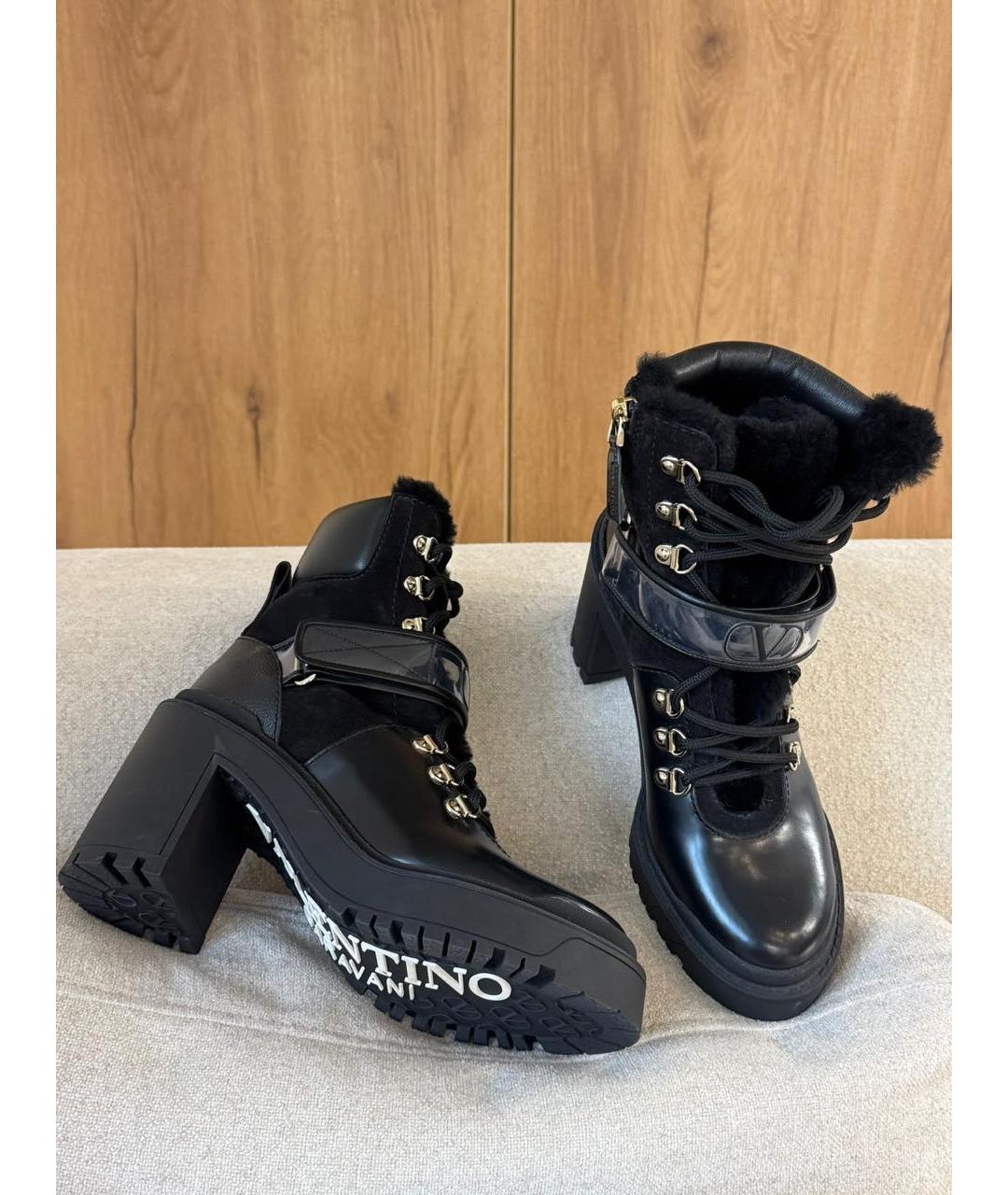 VALENTINO Черные кожаные ботинки, фото 5
