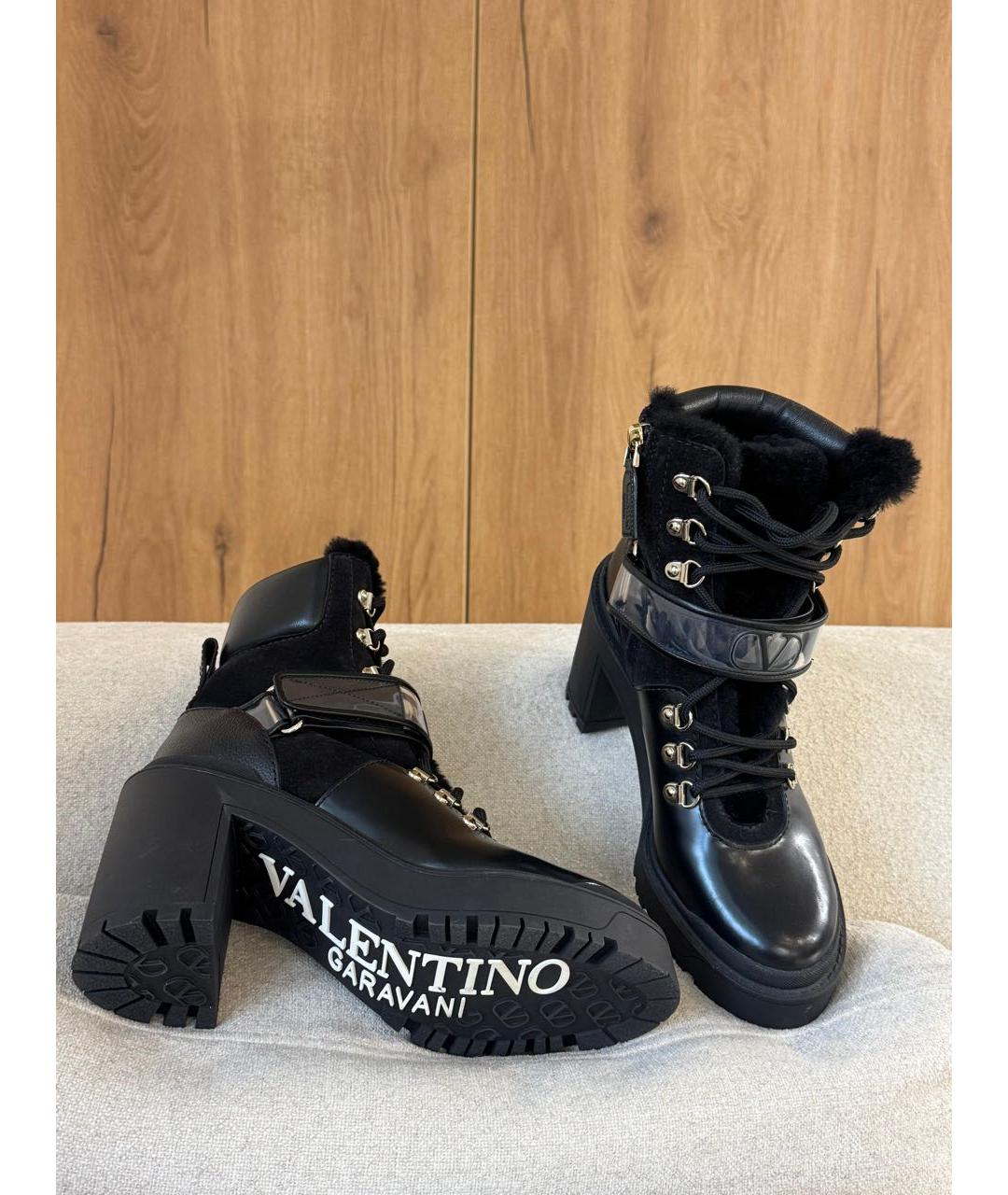 VALENTINO Черные кожаные ботинки, фото 6