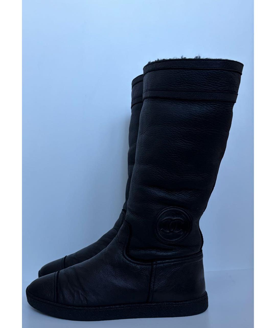 CHANEL Черные кожаные сапоги, фото 5