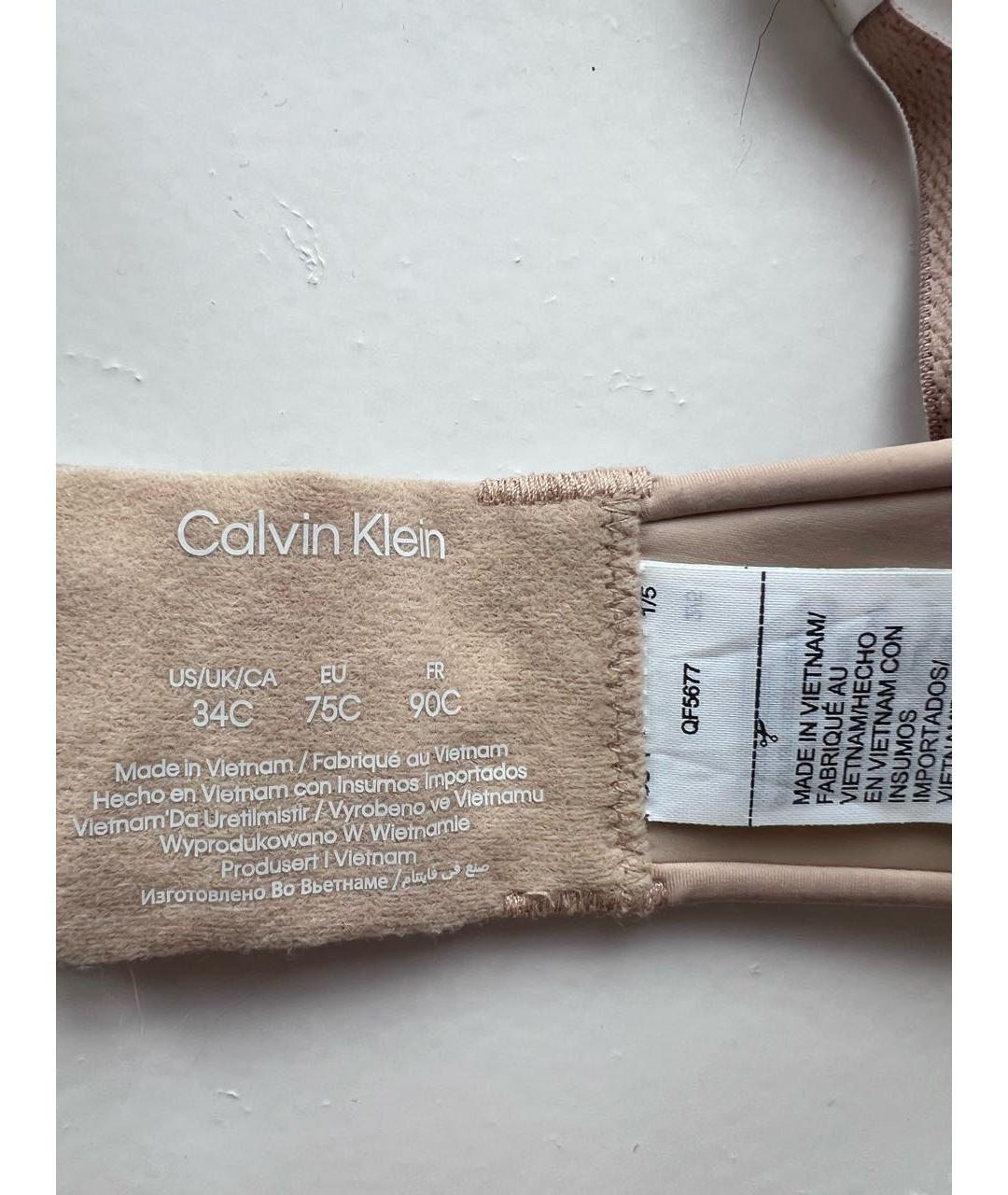 CALVIN KLEIN Бежевый бюстгалтеры, фото 4