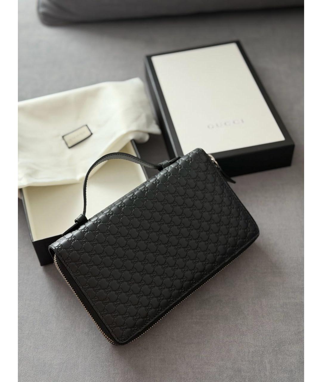 GUCCI Черная кожаная барсетка, фото 7
