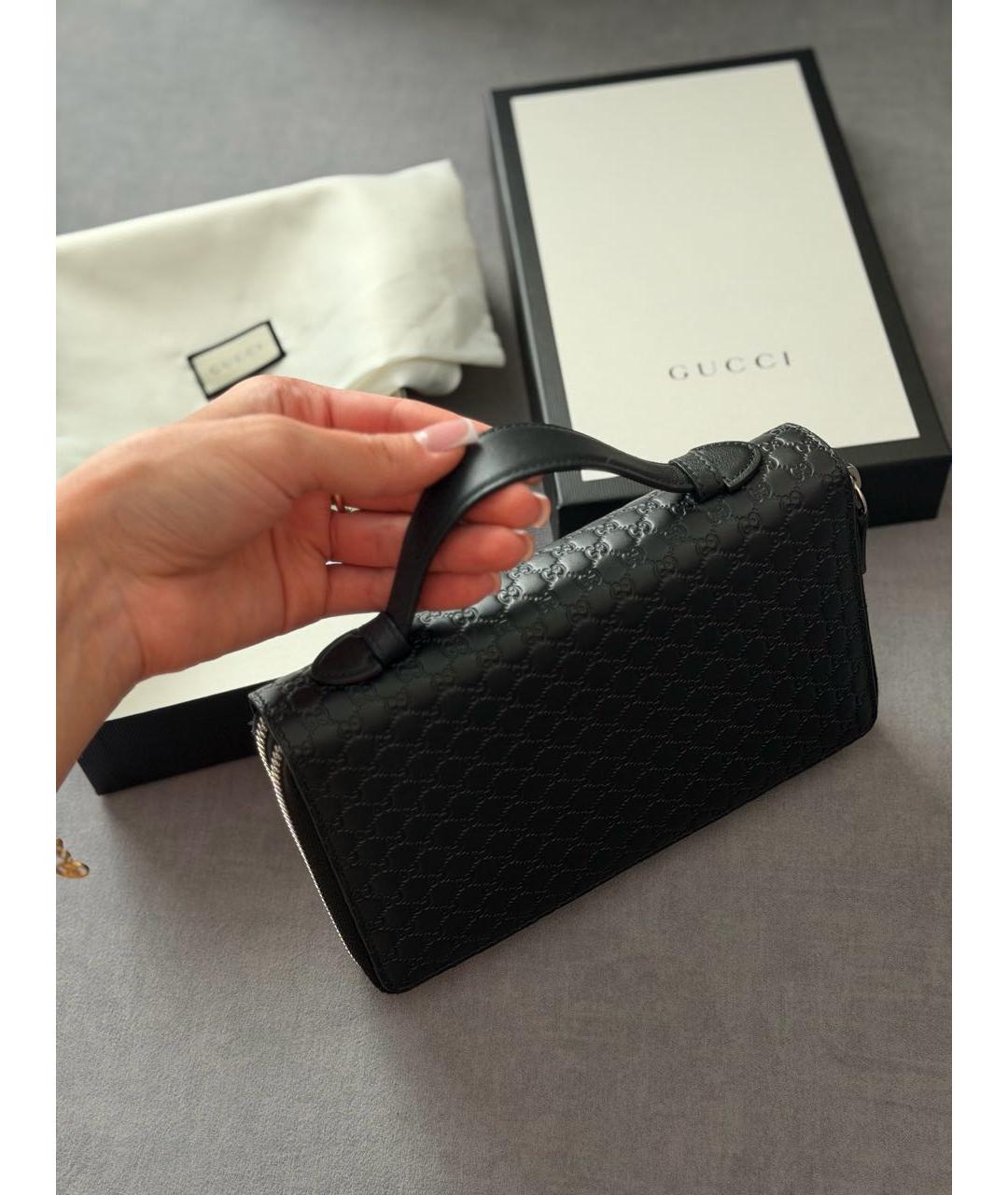 GUCCI Черная кожаная барсетка, фото 3