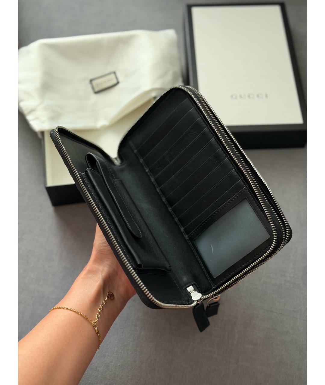 GUCCI Черная кожаная барсетка, фото 5