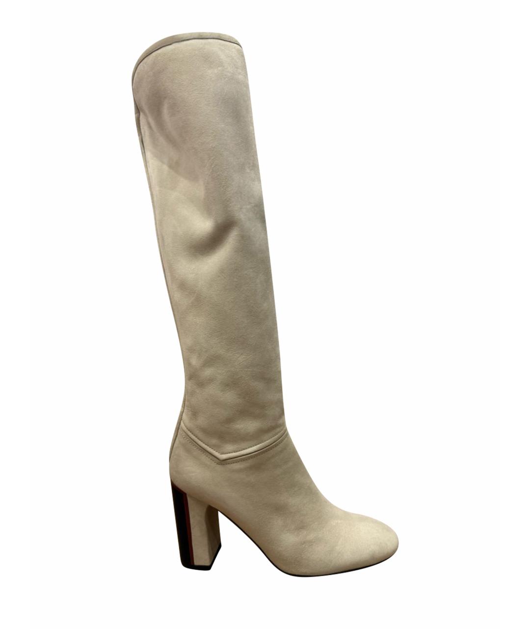 LORO PIANA Бежевые замшевые сапоги, фото 1