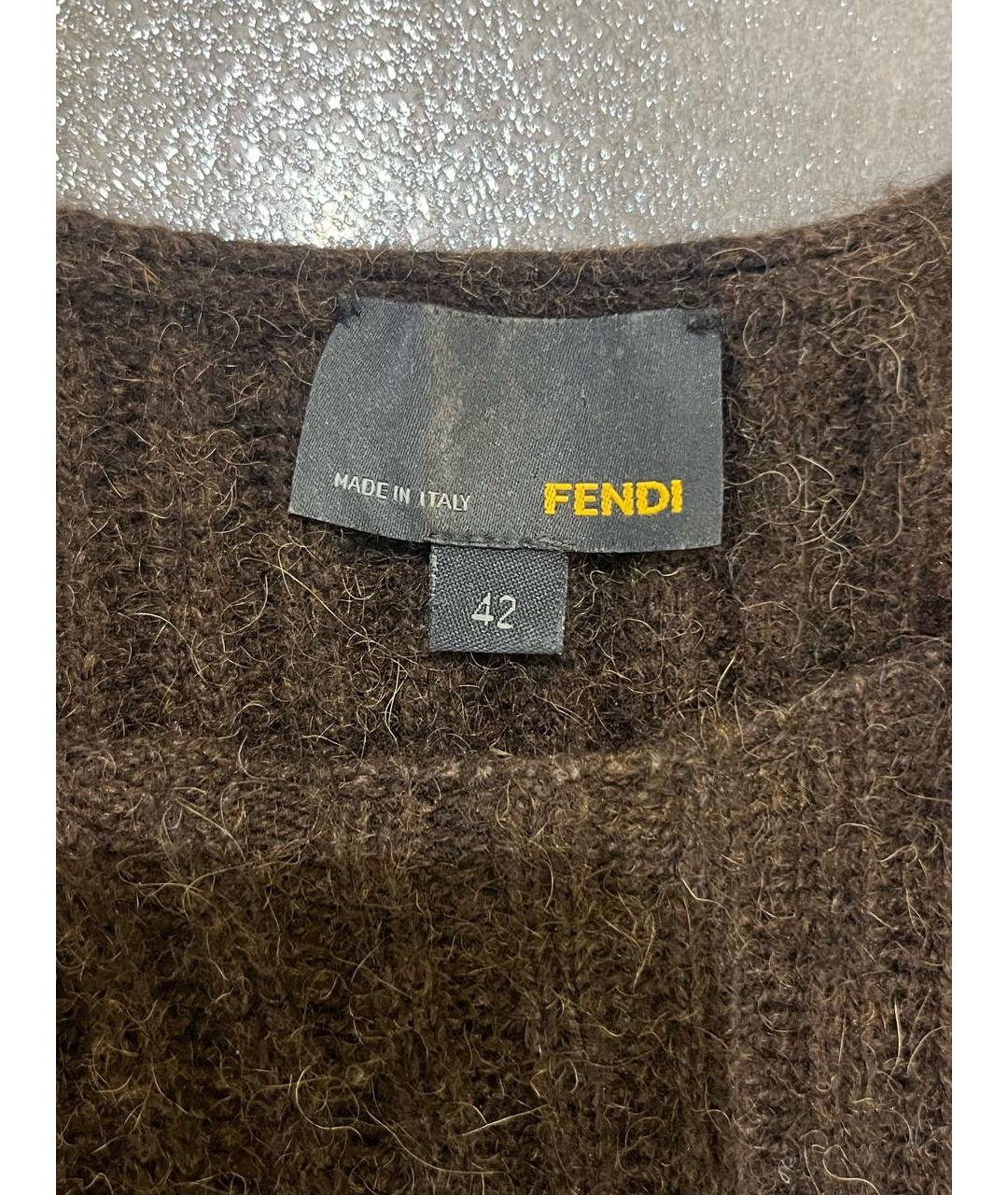 FENDI Коричневое шерстяное повседневное платье, фото 3