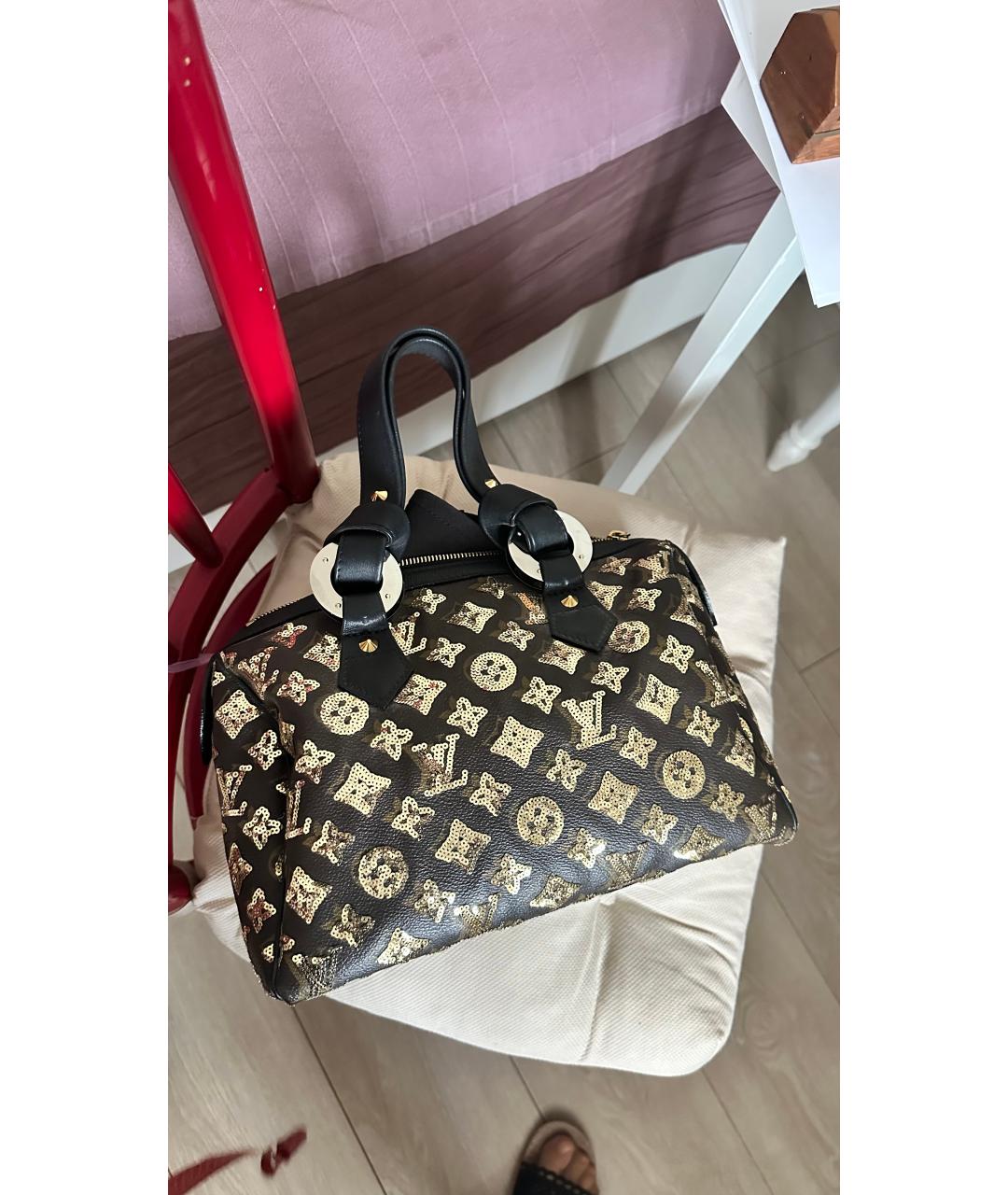 LOUIS VUITTON Коричневая сумка с короткими ручками из канвы, фото 2