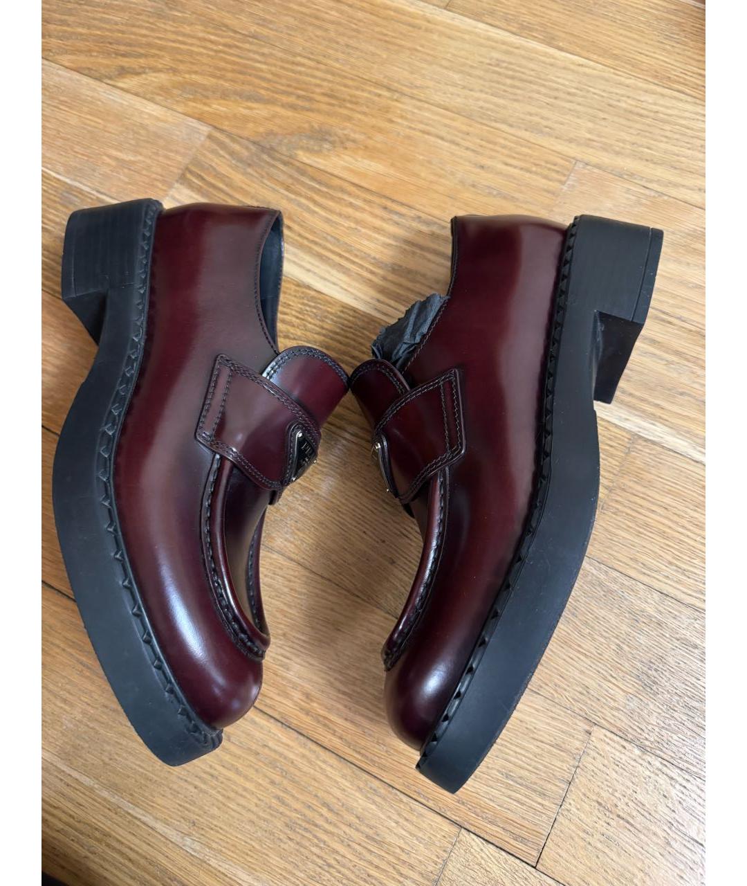 PRADA Бордовые кожаные лоферы, фото 5