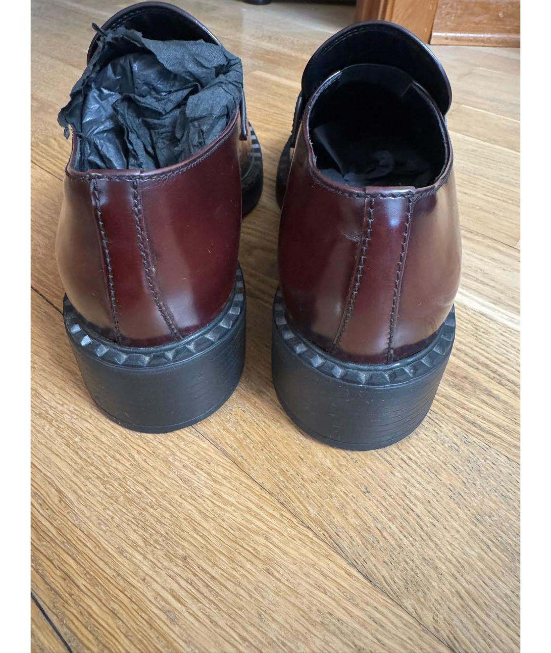 PRADA Бордовые кожаные лоферы, фото 4