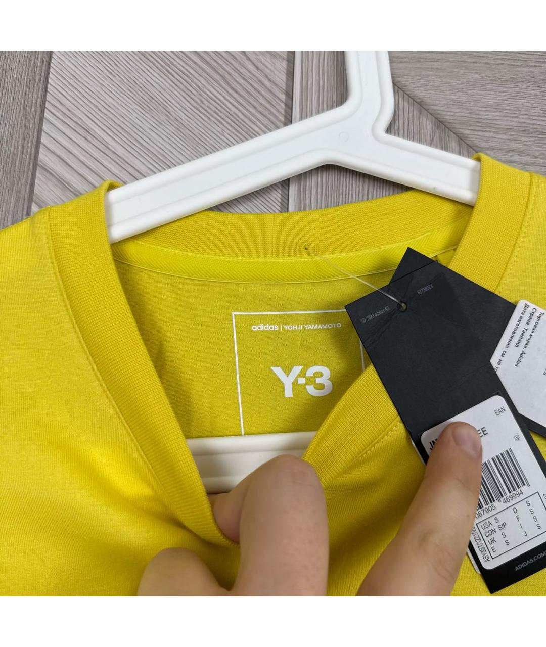 Y-3 Желтая хлопковая футболка, фото 4