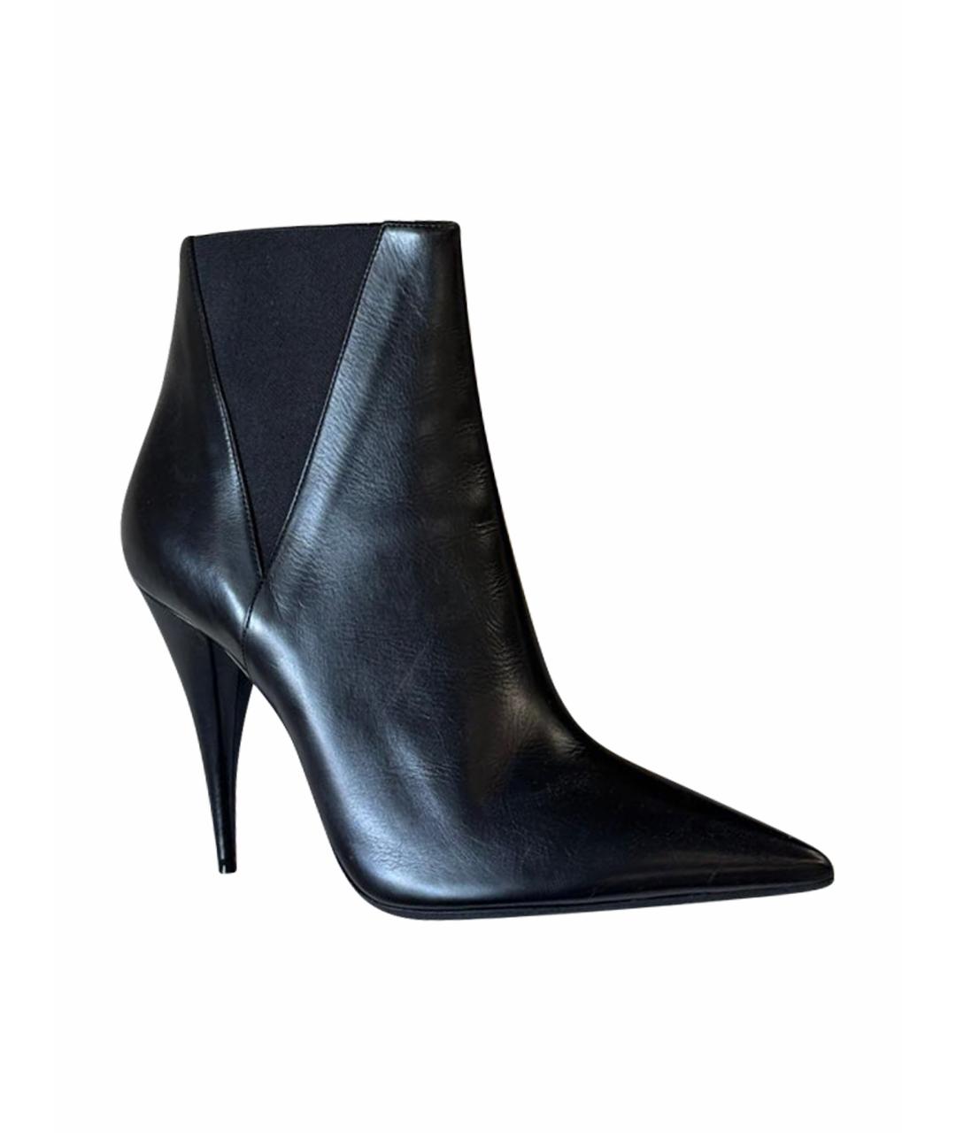 SAINT LAURENT Черные кожаные ботильоны, фото 1