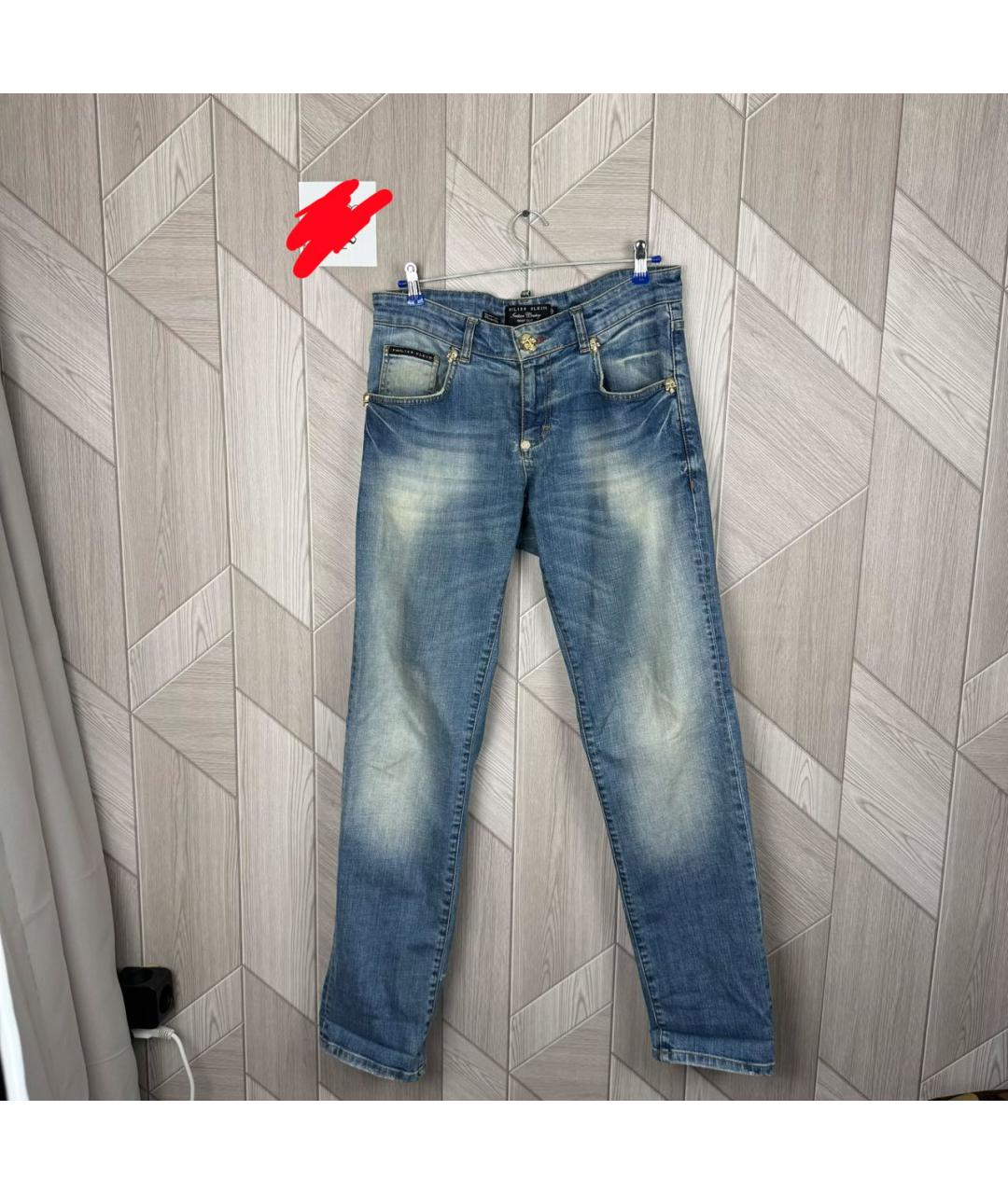 PHILIPP PLEIN Синие хлопковые джинсы, фото 9