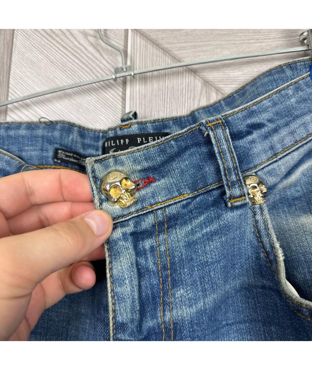 PHILIPP PLEIN Синие хлопковые джинсы, фото 4
