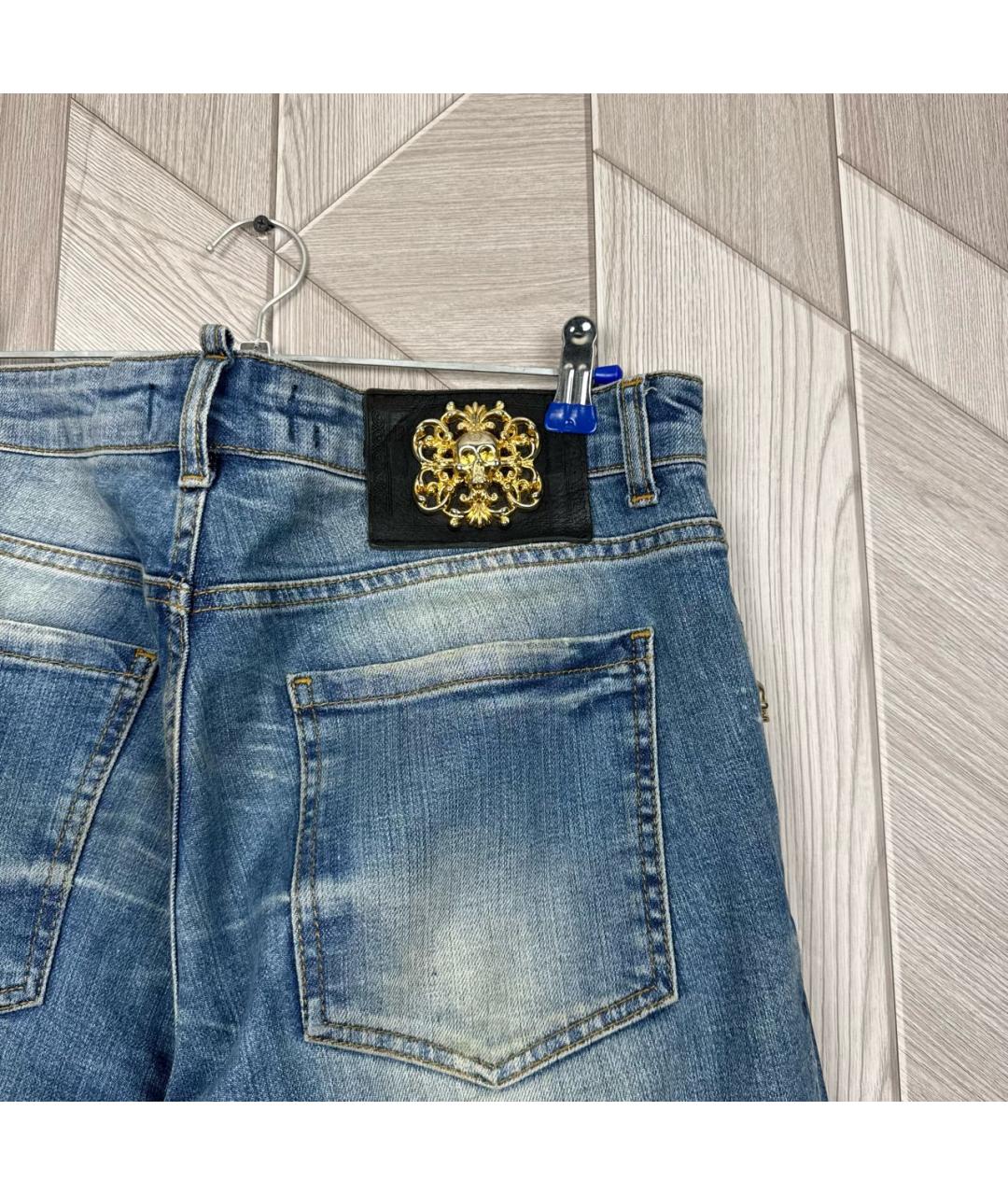 PHILIPP PLEIN Синие хлопковые джинсы, фото 6