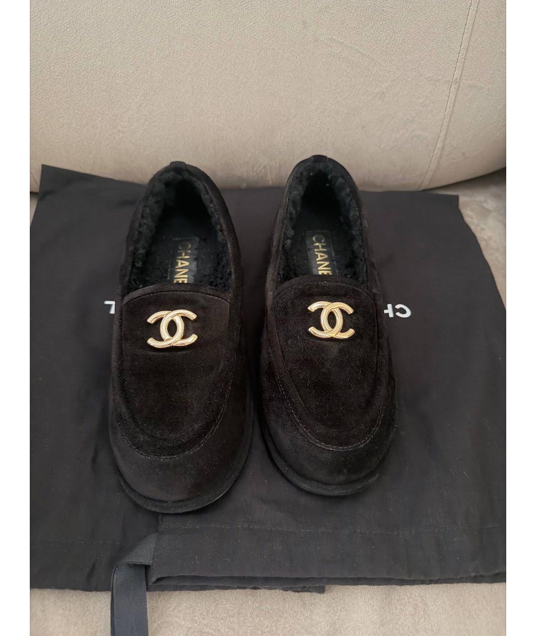 CHANEL Черные замшевые лоферы, фото 2