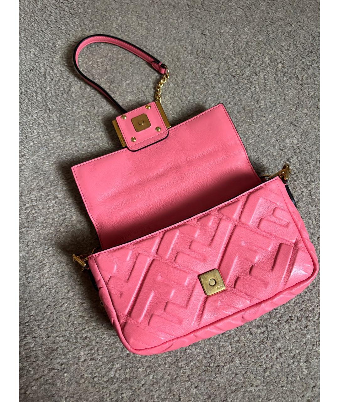 FENDI Розовая кожаная сумка через плечо, фото 4