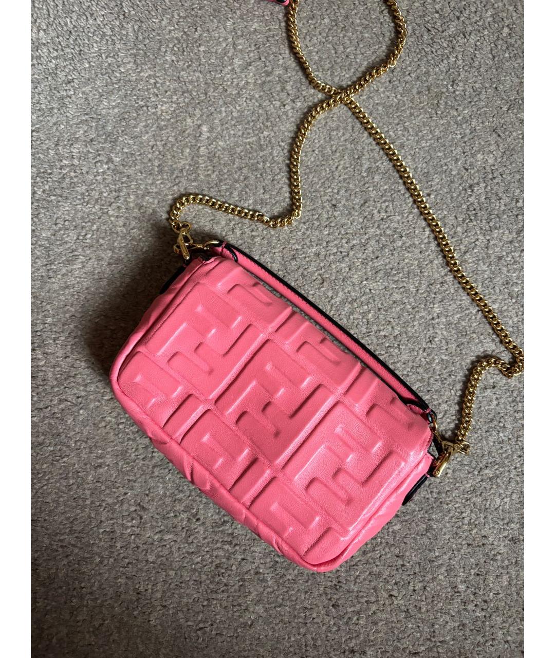 FENDI Розовая кожаная сумка через плечо, фото 2