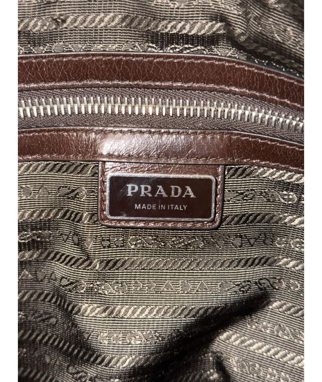 PRADA Коричневая кожаная сумка на плечо, фото 4