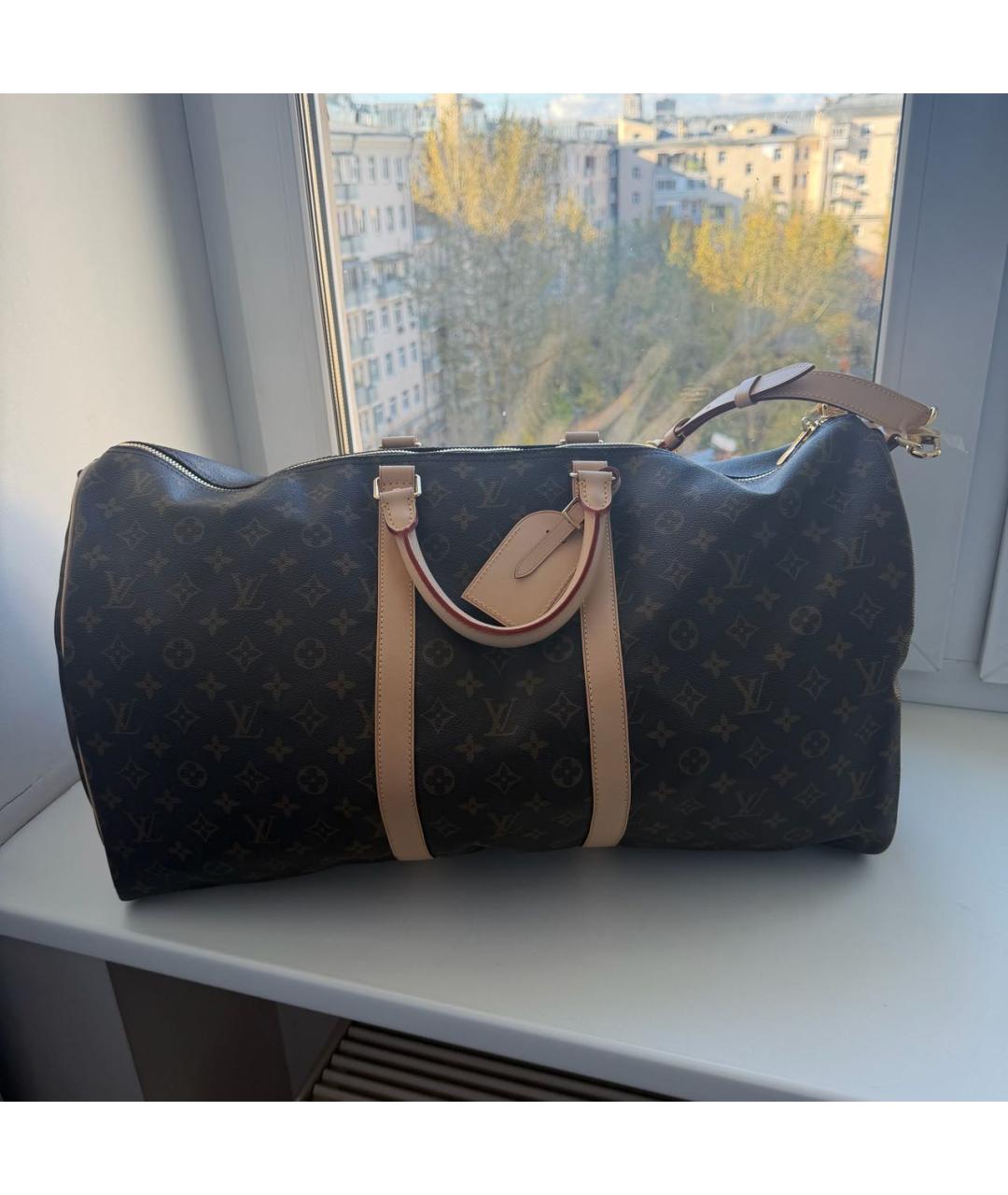 LOUIS VUITTON Коричневая дорожная/спортивная сумка из канвы, фото 5
