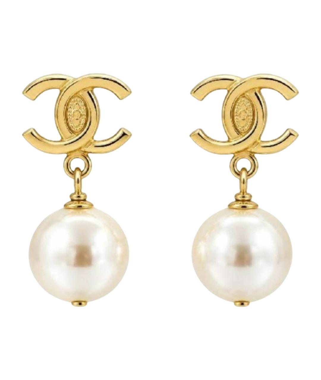 CHANEL Золотые жемчужные серьги, фото 1