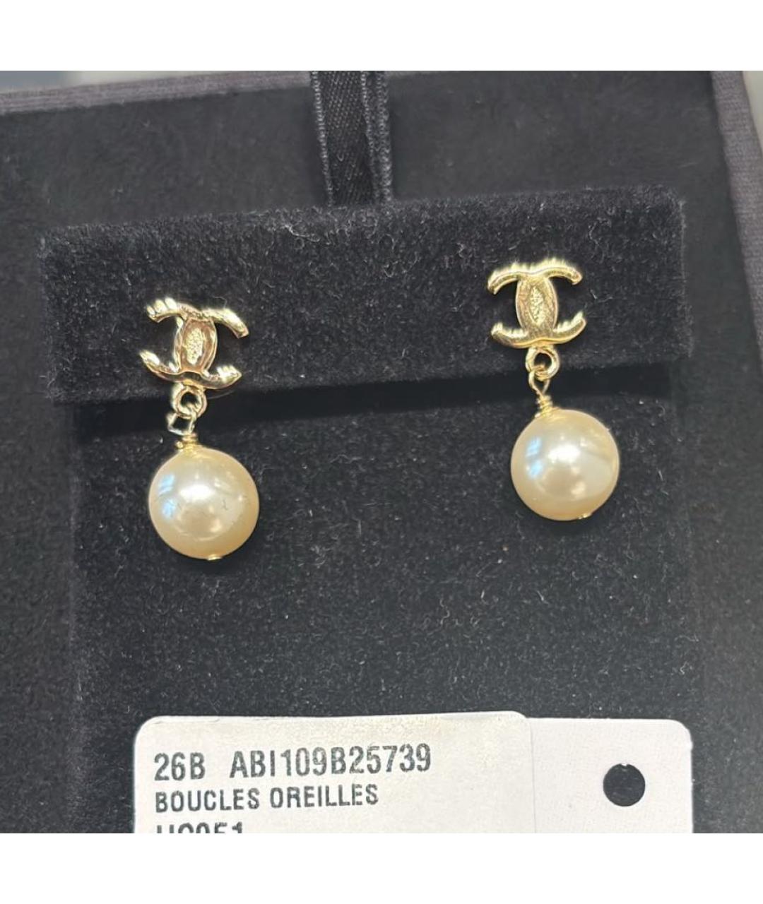 CHANEL Золотые жемчужные серьги, фото 2