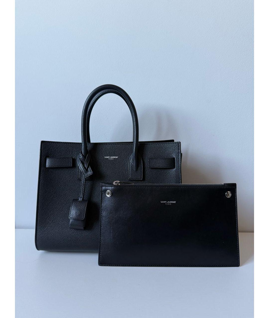 SAINT LAURENT Черная кожаная сумка через плечо, фото 2