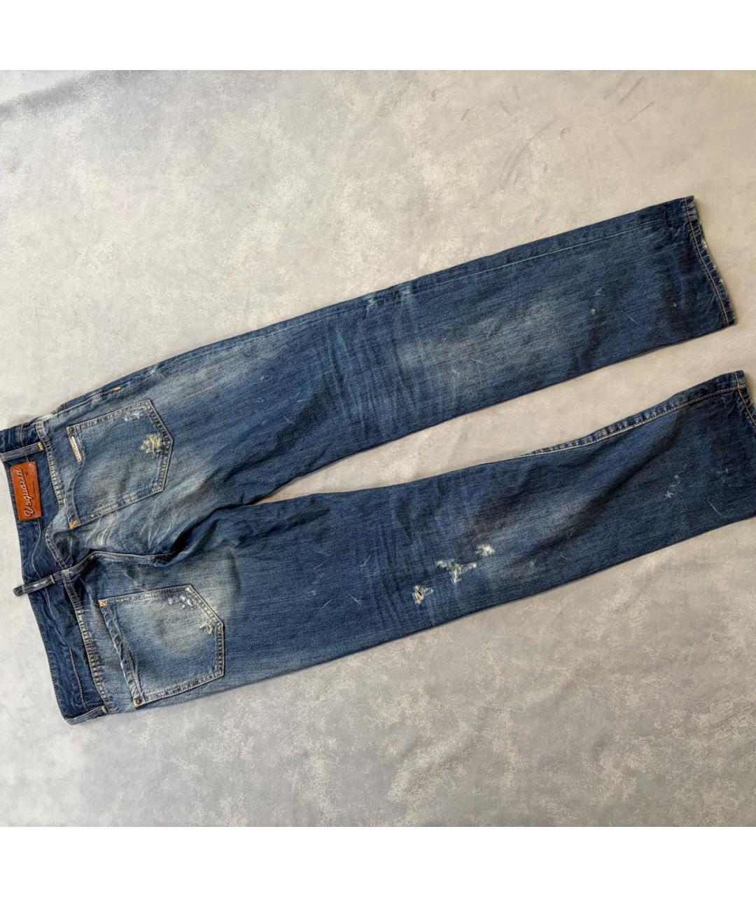 DSQUARED2 Голубые хлопковые прямые джинсы, фото 4