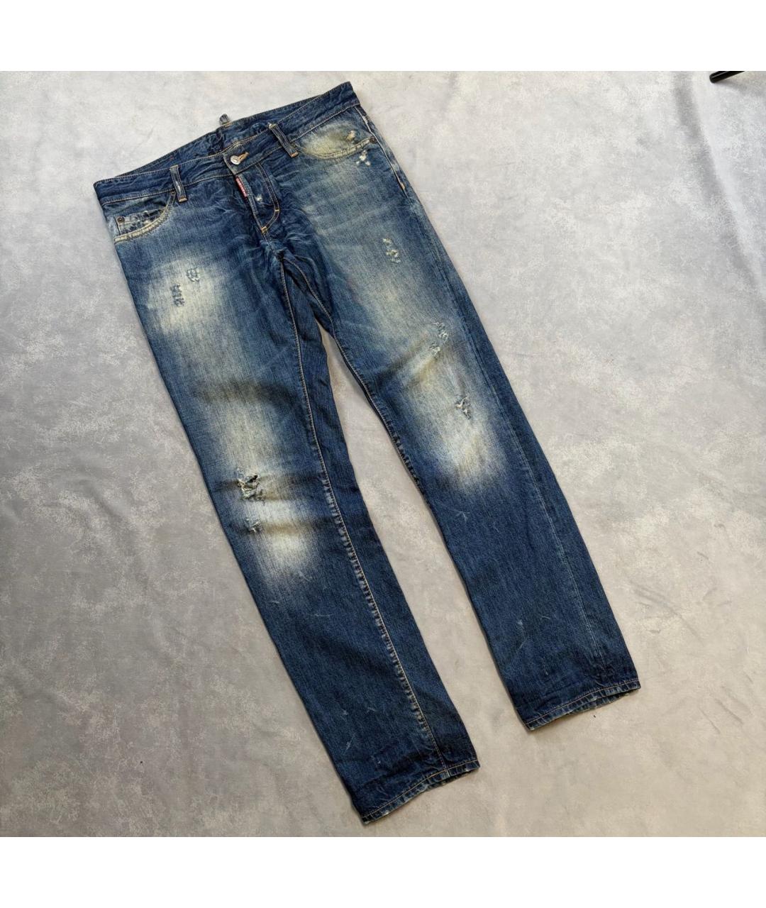 DSQUARED2 Голубые хлопковые прямые джинсы, фото 6
