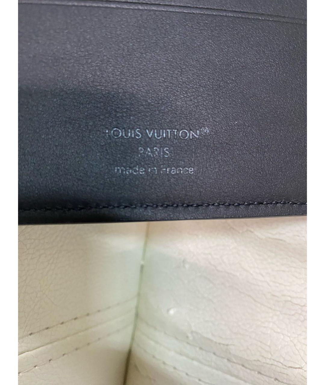 LOUIS VUITTON Черный кожаный кошелек, фото 4