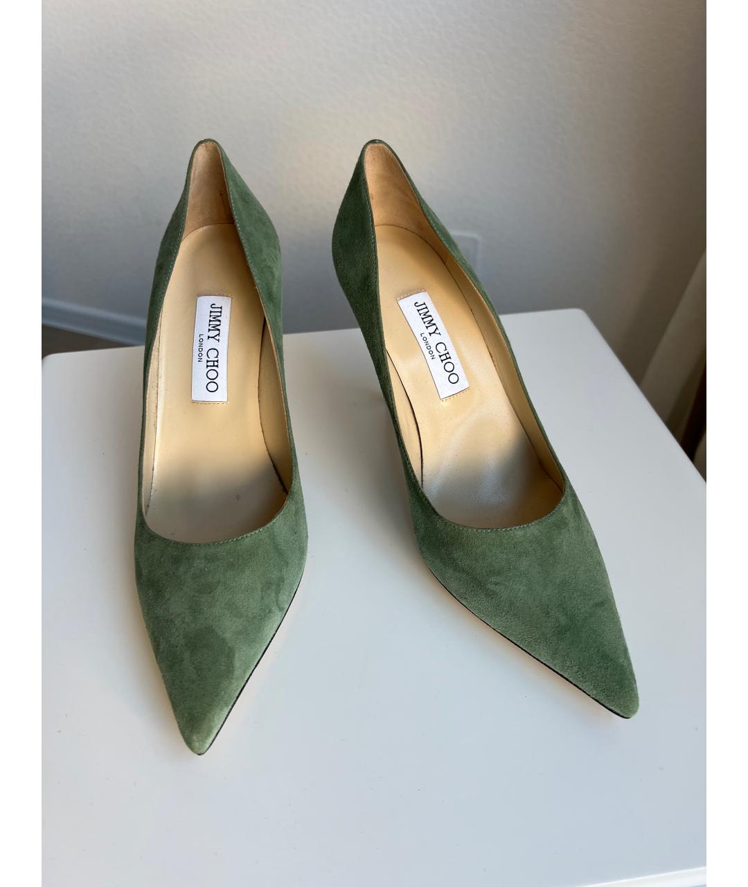 JIMMY CHOO Зеленые замшевые туфли, фото 6