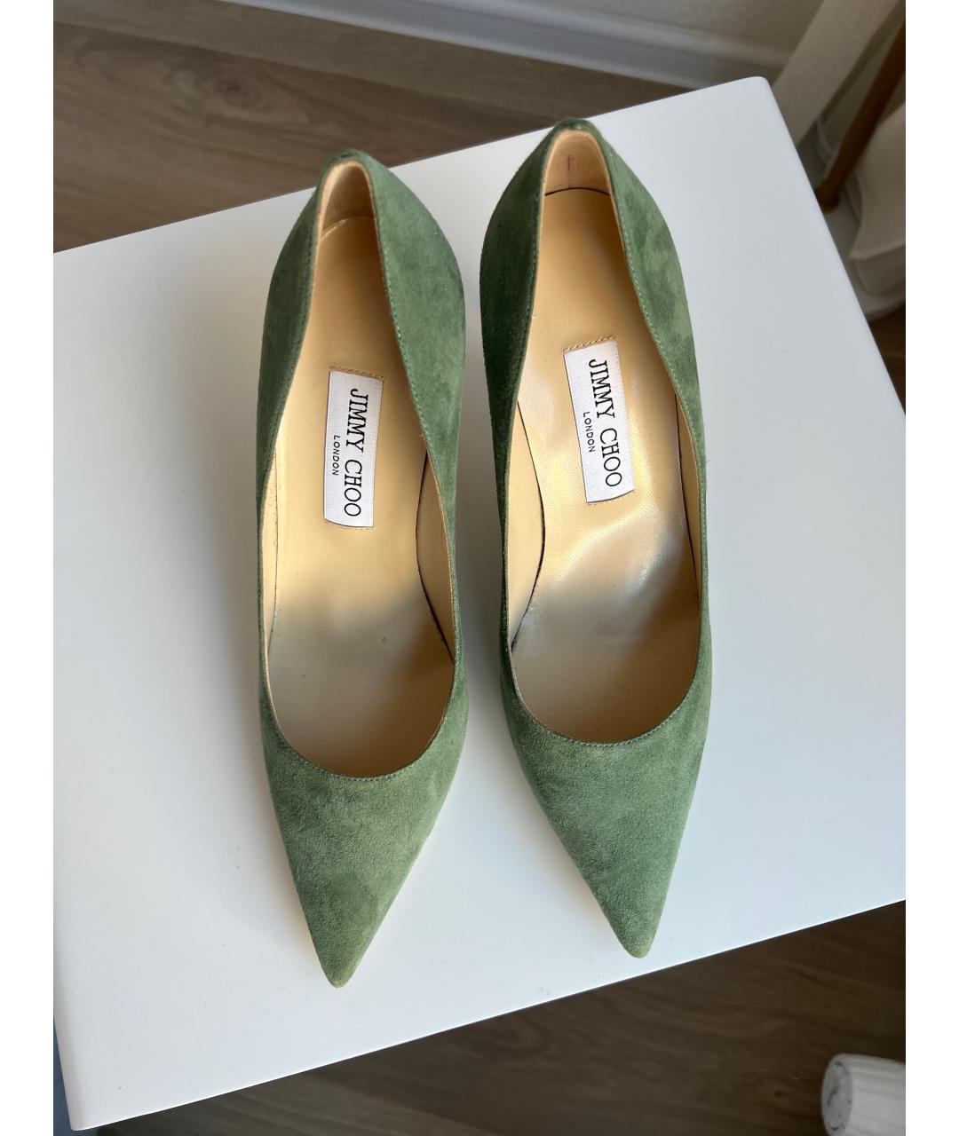 JIMMY CHOO Зеленые замшевые туфли, фото 5