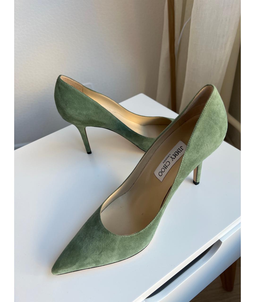 JIMMY CHOO Зеленые замшевые туфли, фото 3