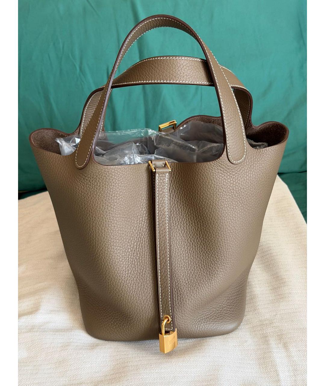HERMES Коричневая кожаная сумка тоут, фото 2