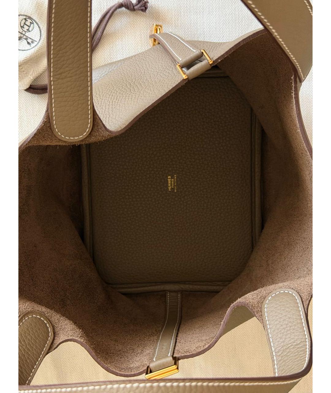 HERMES Коричневая кожаная сумка тоут, фото 3