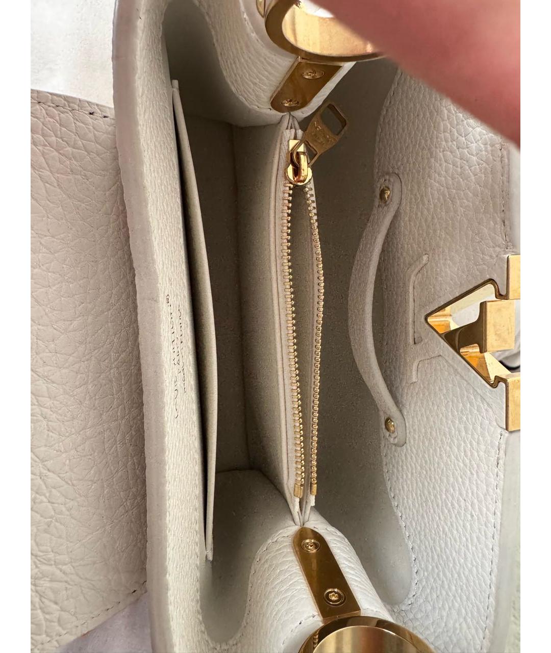 LOUIS VUITTON Белая кожаная сумка с короткими ручками, фото 4