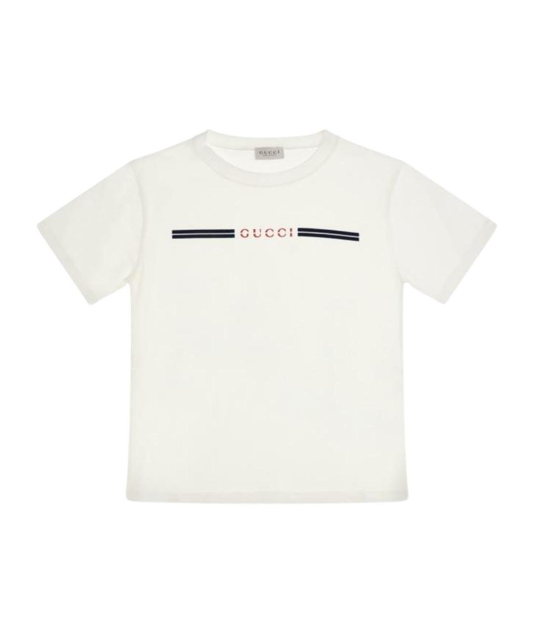 GUCCI Белая хлопковая детская футболка, фото 1