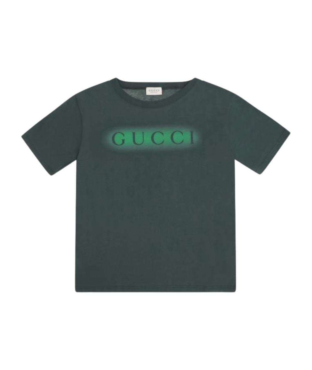 GUCCI Зеленая хлопковая детская футболка, фото 1