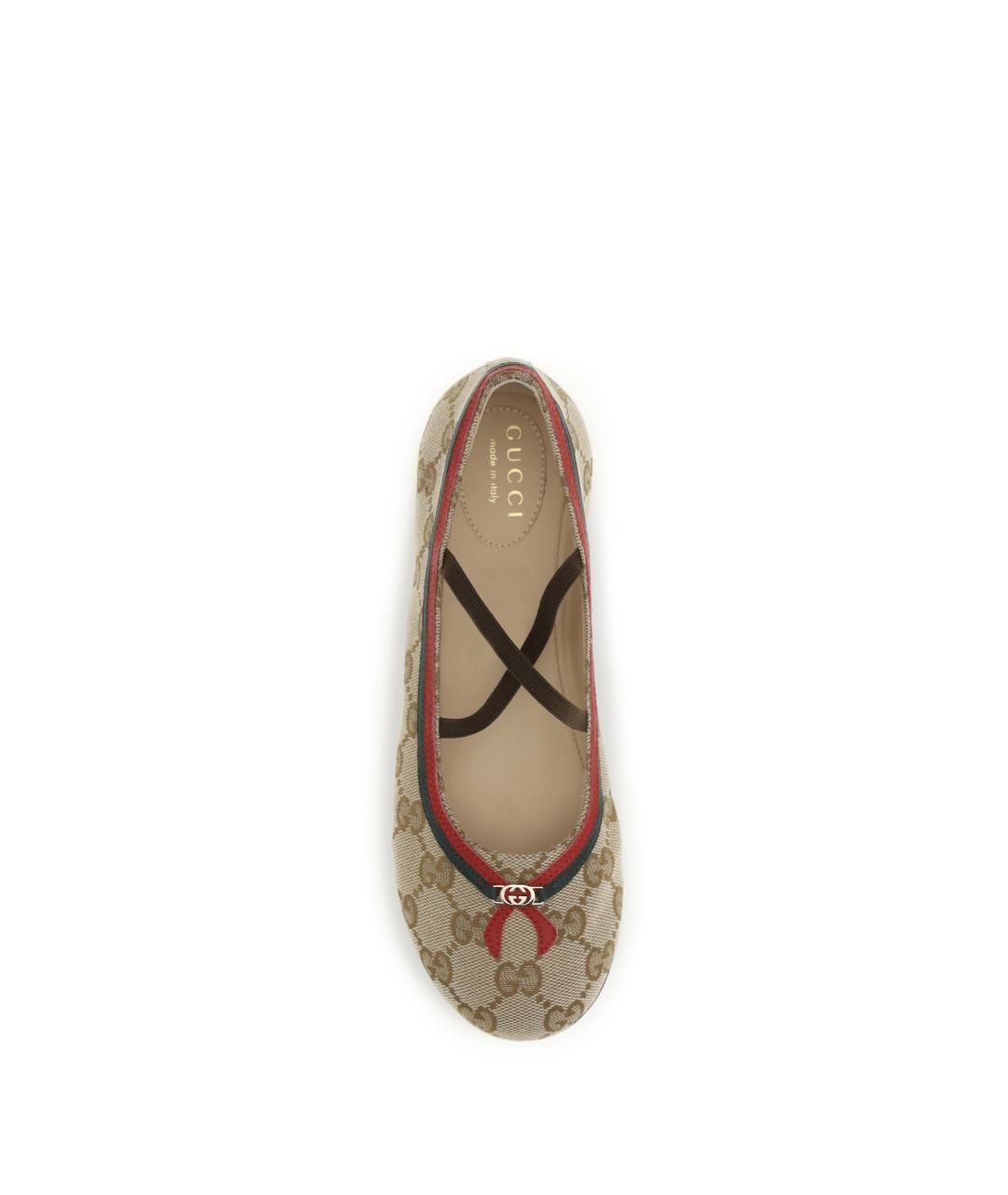 GUCCI Бежевые текстильные балетки, фото 4